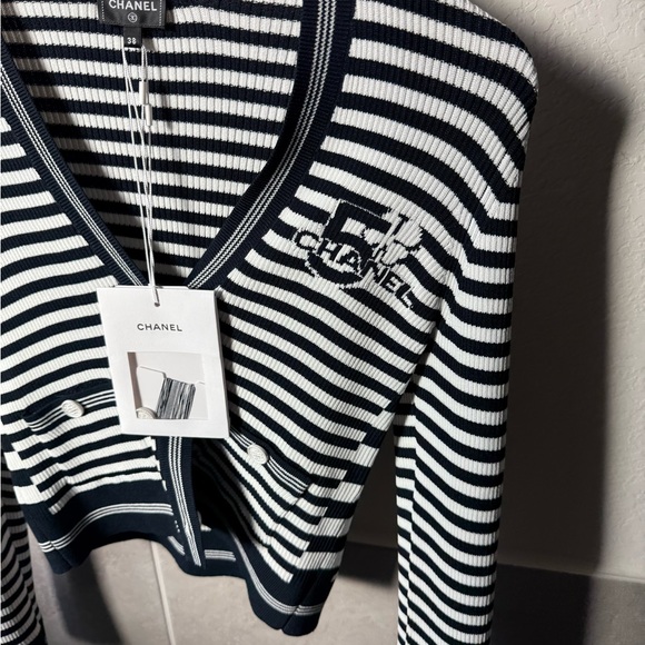 Chanel23C striped cardigan, Fr38, black white - Picture 5 of 10